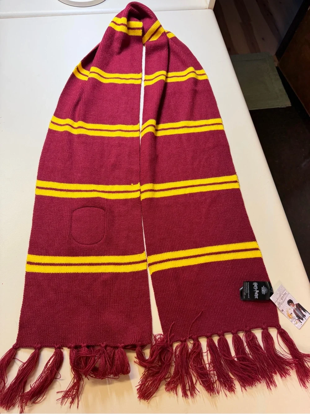 Gryffindor-Inspired Kids Knit Scarf in Maroon and Yellow